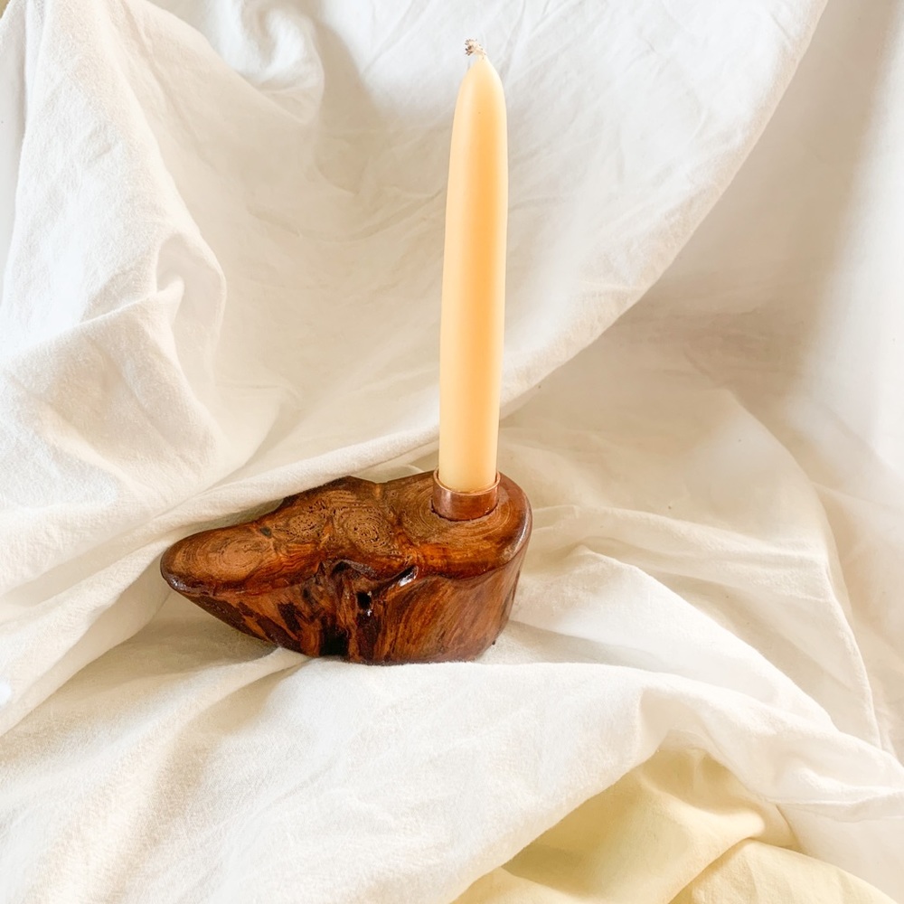 Vintage Wood Candle Holder